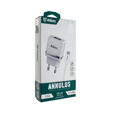 Inkax Mobile Charger 1xUSB with Detachable Cable 1M Type C 1A CD-44 White