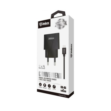 Inkax Mobile Charger 2xUSB with Detachable Cable 1M Lightning 2.4A CD-65 Black