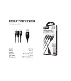 Ιnkax USB Charge Cable to Lightning / Type C / Micro Usb 1.2M 2.1Α CK-98 3in1 Technology