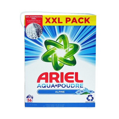 Ariel Aqua Poudre Alpine Απορρυπαντικό Ρούχων σε Σκόνη 56 Μεζούρες Είδη Καθαρισμού