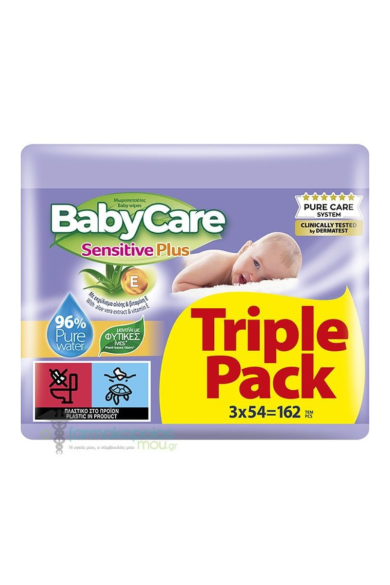 BabyCare Sensitive Plus Μωρομάντηλα με Αλόη 3x54τμχ 2+1 ΔΩΡΟ Βρεφικά Είδη