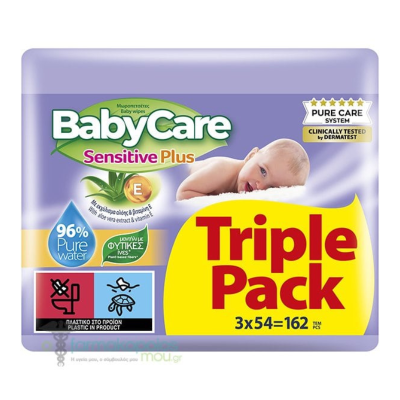 BabyCare Sensitive Plus Μωρομάντηλα με Αλόη 3x54τμχ 2+1 ΔΩΡΟ Βρεφικά Είδη