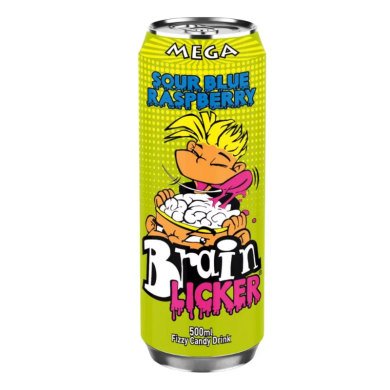 Brain Licker Sour Fizzy Candy Drink Blue Raspberry 500ml