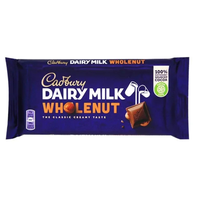 Cadbury Dairy Milk Wholenut Milk Chocolate 120gr
