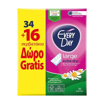 Every Day Extra Dry Large Σερβιετάκια 34+16τμχ Υγεία & Ομορφιά