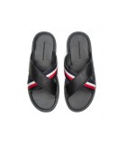 Tommy Hilfiger Παντόφλες Criss Cross Leather Sandal FM0FM02120 403 Midnight Μόδα