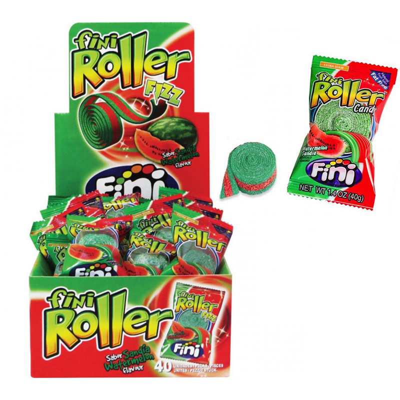 Fini Fizzy Roller Ζαχαρωτά με Γεύση Καρπούζι 40x20g Τρόφιμα & Ροφήματα