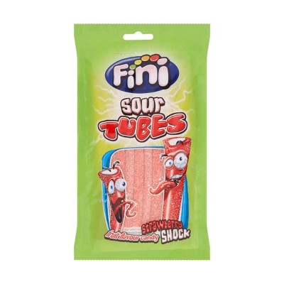 Fini Sour Strawberry Tubes 90gr Τρόφιμα & Ροφήματα