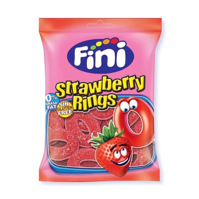 Fini Strawberry Rings Ζελεδάκια 90gr Τρόφιμα & Ροφήματα