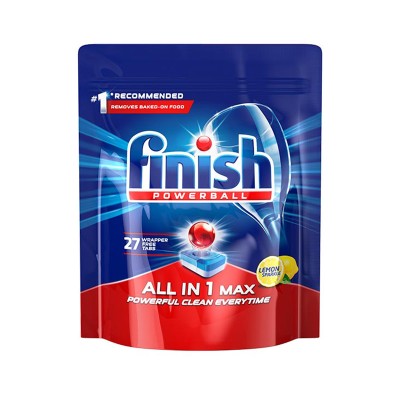Finish Powerball All In 1 Max με Λεμόνι Ταμπλέτες Πλυντηρίου Πιάτων 27τμχ Είδη Καθαρισμού