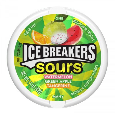 Ice Breakers Καραμέλες Sours Watermelon Green Apple & Tangerine 8 τμχ 42g Τρόφιμα & Ροφήματα
