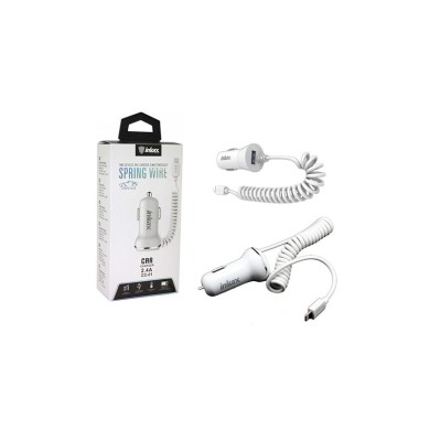 Inkax Car Charger with 1xUSB Port and Built-in Spiral Lightning Cable 2.4A CC-01