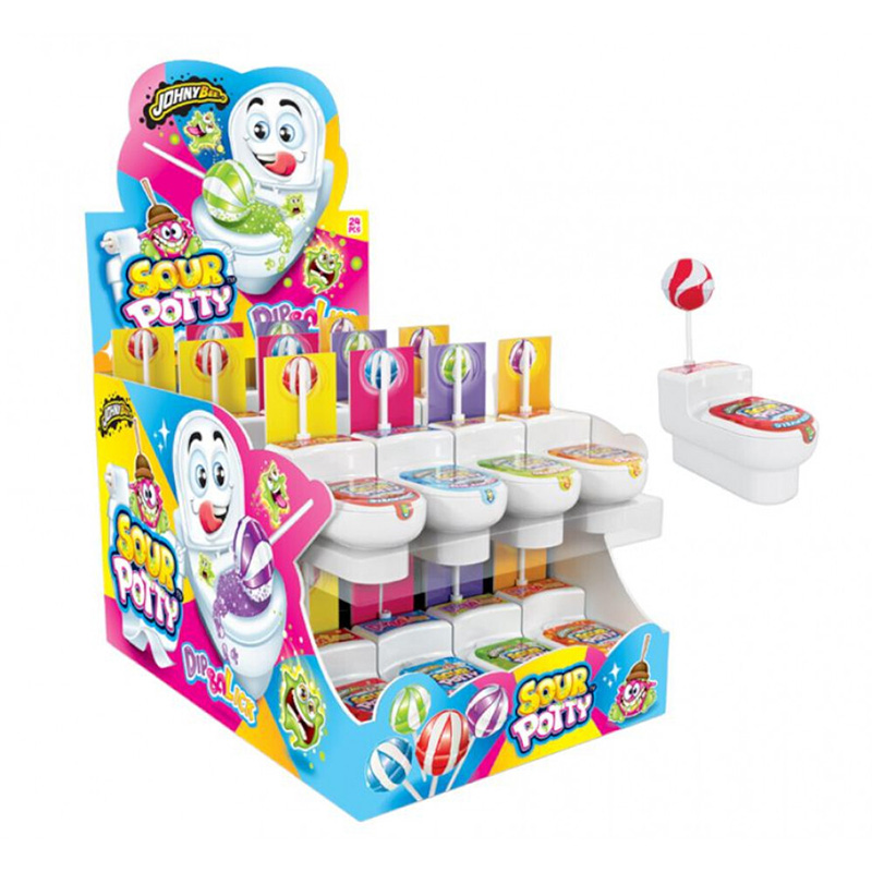 Johny Bee Γλειφιτζούρια Sour Potty 19g 24τμχ Τρόφιμα & Ροφήματα