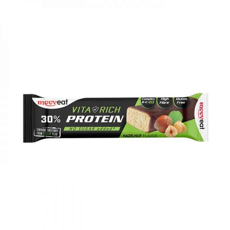 Mooveat Vita Rich Bar with 30% Protein with Hazelnut Flavor 12x60gr Food & Beverages