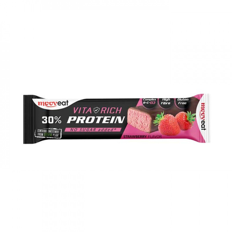 Mooveat Vita Rich Bar with 30% Protein with Strawberry Flavor 60gr Food & Beverages