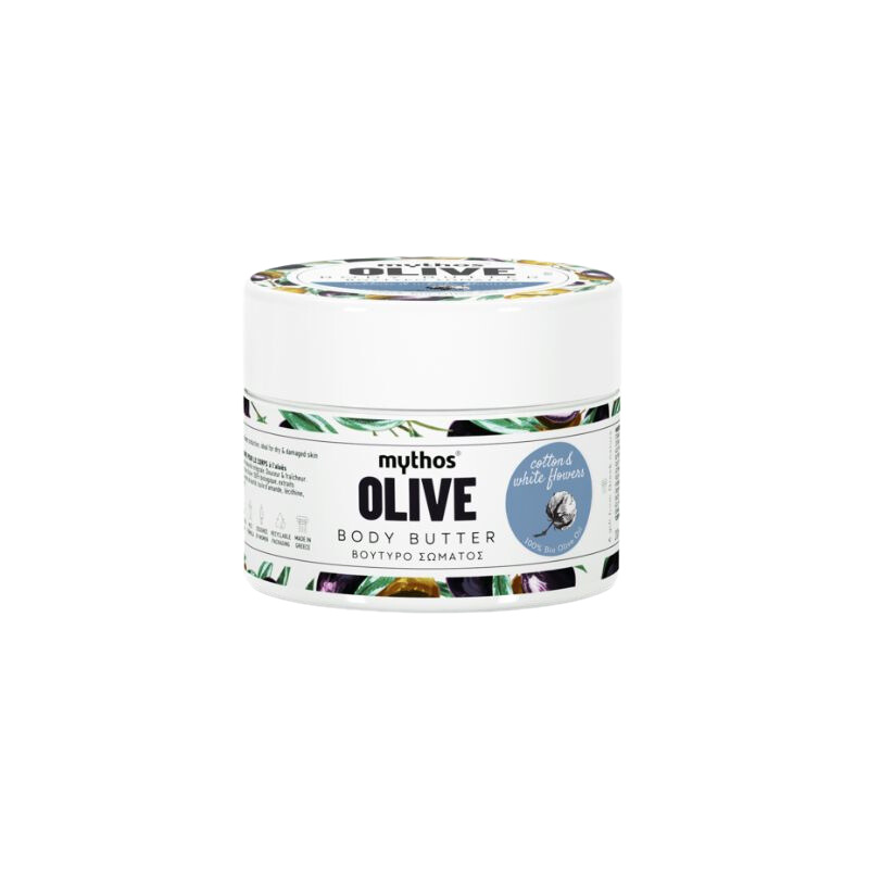 Mythos Olive Θρεπτικό Βούτυρο Σώματος με Βαμβάκι & Λευκά Άνθη 200ml Υγεία & Ομορφιά