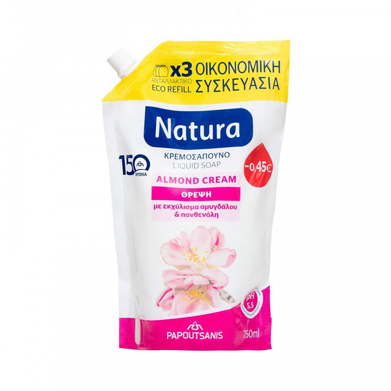 Papoutsanis Natura Almond Liquid Soap Refill 750ml Health & Beauty