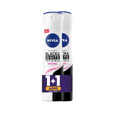 Nivea Black & White Invisible Original Αποσμητικό Spray 2x150ml 1+1 ΔΩΡΟ Υγεία & Ομορφιά