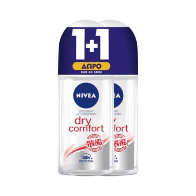 Nivea Dry Comfort Αποσμητικό Roll-On 2x50ml 1+1 ΔΩΡΟ