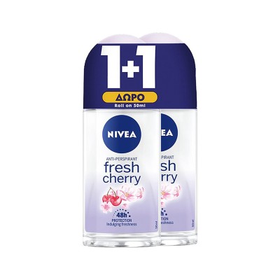 Nivea Fresh Cherry Αποσμητικό Roll-On 2x50ml 1+1 ΔΩΡΟ Υγεία & Ομορφιά