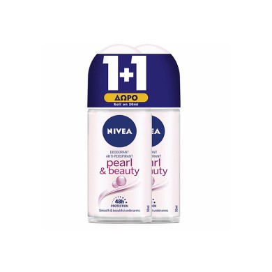 Nivea Pearl & Beauty Αποσμητικό Roll-On 2x50ml 1+1 ΔΩΡΟ