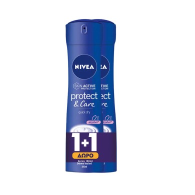 Nivea Protect & Care Αποσμητικό Spray 2x150ml 1+1 ΔΩΡΟ