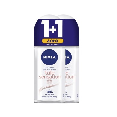 Nivea Talc Sensation Αποσμητικό Roll-On 2x50ml 1+1 ΔΩΡΟ