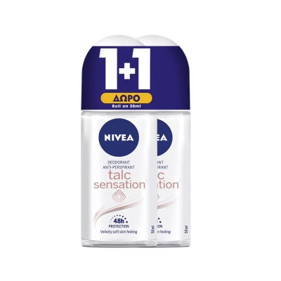 Nivea Talc Sensation Αποσμητικό Roll-On 2x50ml 1+1 ΔΩΡΟ Υγεία & Ομορφιά