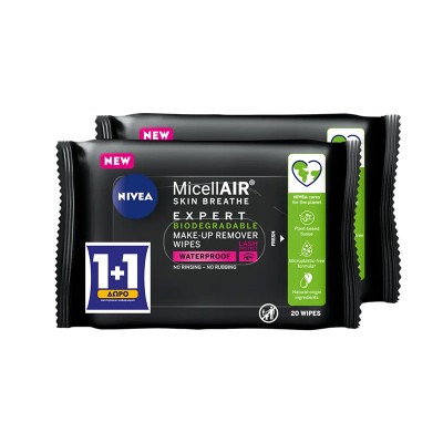 Nivea MicellAIR Professional Expert Μαντηλάκια Ντεμακιγιάζ 2x20τμχ 1+1 ΔΩΡΟ Υγεία & Ομορφιά