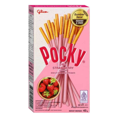 Pocky Μπισκότα με Επικάλυψη Φράουλα 45gr