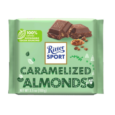 Ritter Sport Σοκολάτα με Καραμελωμένα Aμύγδαλα 100g Τρόφιμα & Ροφήματα
