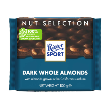 Ritter Sport Dark Chocolate with Whole Almonds 100g