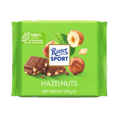 Ritter Sport Σοκολάτα με Φουντούκια 100g Τρόφιμα & Ροφήματα