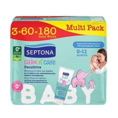 Septona Calm n' Care Baby Baby Wipes Sensitive 3x60pcs