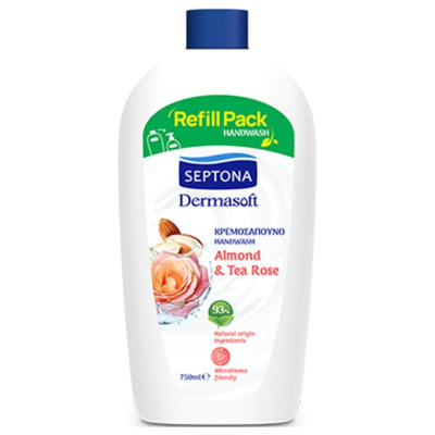 Septona Dermasoft Almond & Tea Rose Κρεμοσάπουνο 750ml