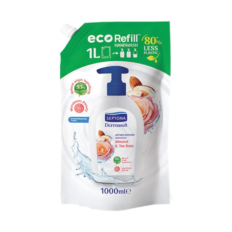 Septona Dermasoft Κρεμοσάπουνο Almond & Tea Rose 1000ml
