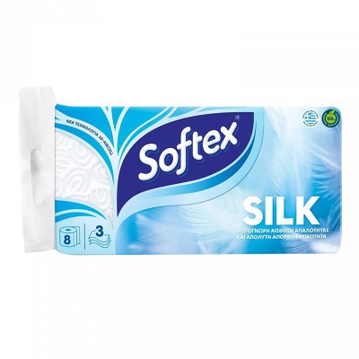 Softex Silk Ρολό Χαρτί Υγείας 3φυλλο 8τμχ Είδη Καθαρισμού