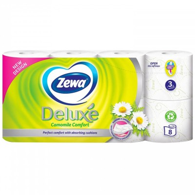 Zewa Deluxe Camomile Χαρτί Υγείας 3φύλλο 8τμχ Είδη Καθαρισμού