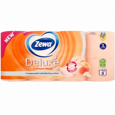 Zewa Deluxe Peach Χαρτί Υγείας 3φύλλο 8τμχ Είδη Καθαρισμού
