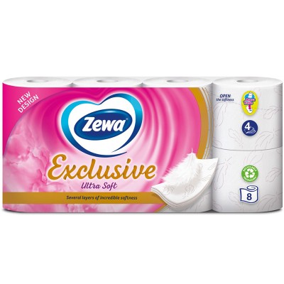 Zewa Exclusive Ultra Soft Χαρτί Υγείας 4φύλλο 8τμχ Είδη Καθαρισμού