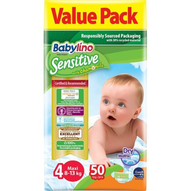 Babylino Children's Diapers Sensitive No.4 for 8-13kg 50pcs