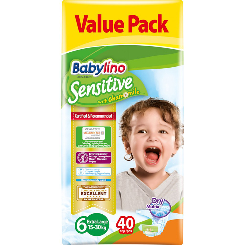 Babylino Children's Diapers Sensitive No.6 for 15-30kg 40pcs Baby Products