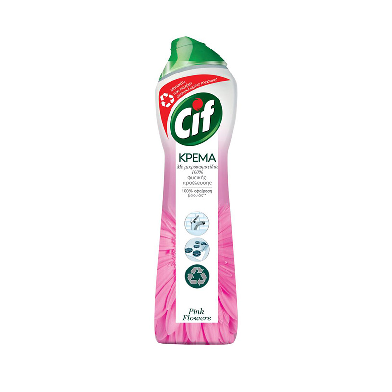 Cif Cream Pink Flower Καθαριστικό Επιφανειών Γενικής Χρήσης 500ml Είδη Καθαρισμού