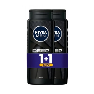 Nivea Men Deep Clean Aφρόλουτρο 2x500ml 1+1 ΔΩΡΟ Υγεία & Ομορφιά