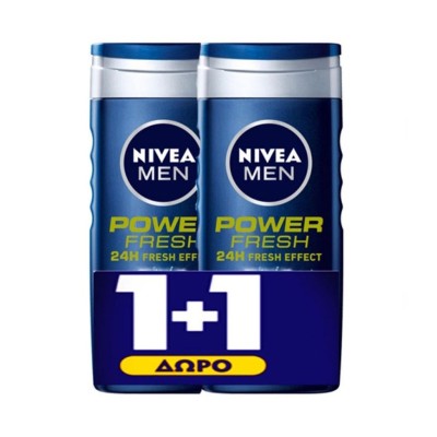 Nivea Men Power 24h Fresh Effect Αφρόλουτρο 2x500ml 1+1 ΔΩΡΟ Υγεία & Ομορφιά