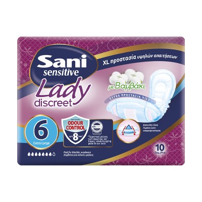 Sani Sensitive Lady Discreet Extra Large No6 Σερβιέτες Ακράτειας 10τμχ Υγεία & Ομορφιά