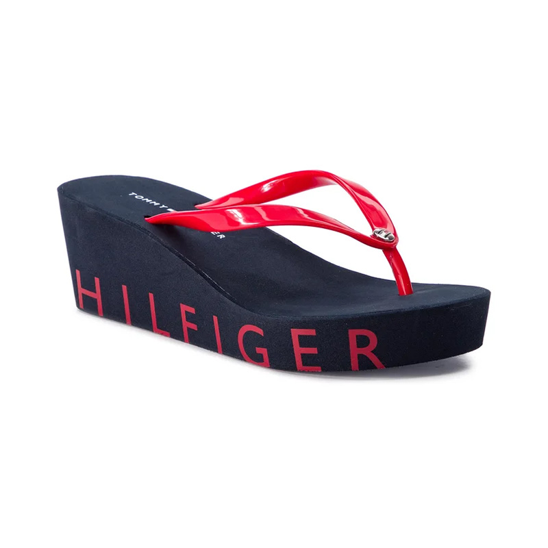 Tommy Hilfiger Flip Flops Wedge Beach Sandal FW0FW04057 611 Tango Red Fashion