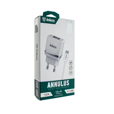 Inkax Mobile Charger 1xUSB with Detachable Cable 1M Type C 1A CD-44 White Technology