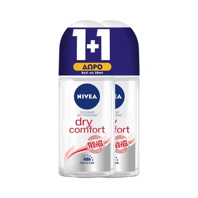 Nivea Dry Comfort Αποσμητικό Roll-On 2x50ml 1+1 ΔΩΡΟ Υγεία & Ομορφιά
