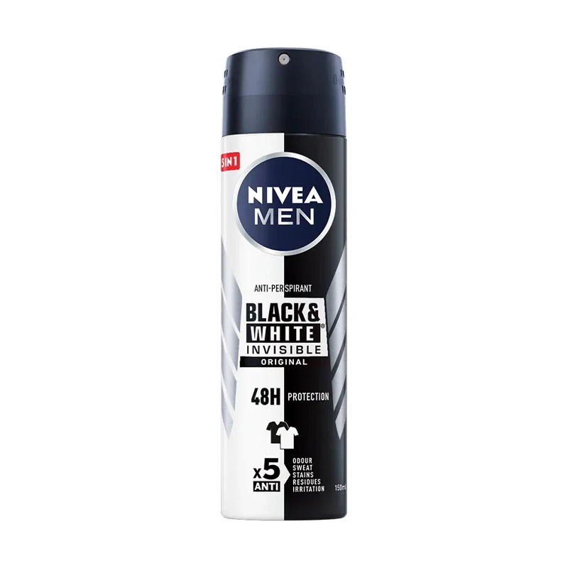 Nivea Men Black & White Invisible Deodorant Spray 150ml Health & Beauty
